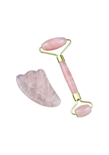 Youtek Doğal Pembe Kuvars Yüz Masaj Seti - Jade Roller & Gua Sha İle Cilt Sıkılaştırma Ve Gençleştirme