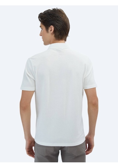 Kip Beyaz Desenli Regular Fit Casual %100 Pamuk Gömlek Beyaz