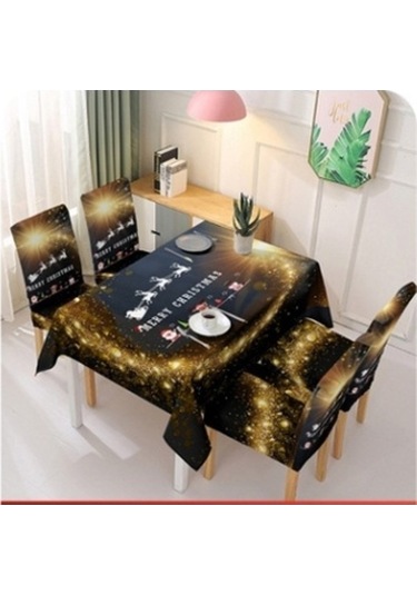 Flybuy Tek Streç Siyah Siyah Seti Sandalye Sandalye Px Parça Örtüsü Örtüsü Noel Masa Masa Kılıfı Kapak Emici Dekorasyon Bosphorusboutique Aw Siyah