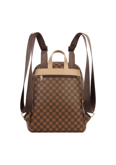 Cengiz Pakel Monogram Kullanışlıkadın Sırt Çantası - 7368p - Kahve/toprak Çok renkli