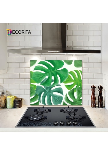 Decorıta Cam Ocak Arkası Koruyucu | Tropik Desen