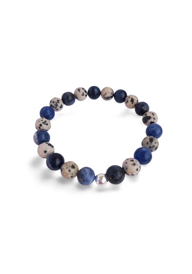 Gümüş Sodalit Dalmaçyalı Jasper Doğal Taş Tasarım Kadın Gümüş Bileklik Gümüş