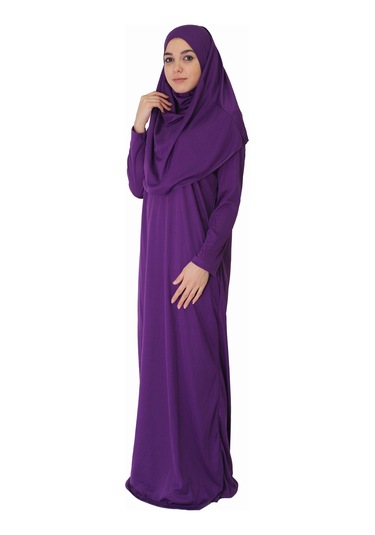 Koyu Menekşe Moru Fermuarsız Namaz Elbisesi Koyu Mor