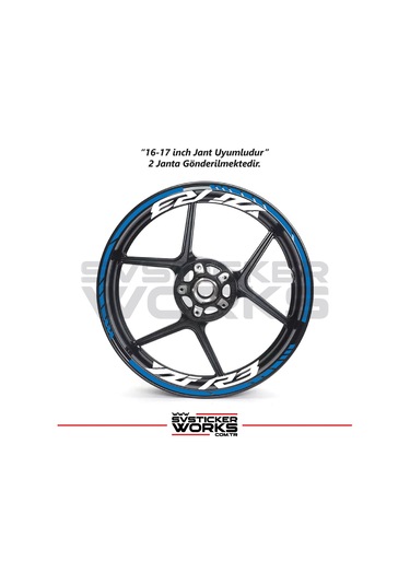 Yamaha Yzf-r3 Yazılı Jant Sticker Dış Ve İç Set Sticker Jant Şeridi Mavi