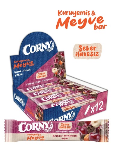 Corny Vişne Fındık Kakao Meyve Bar 35gr X - 12 Adet