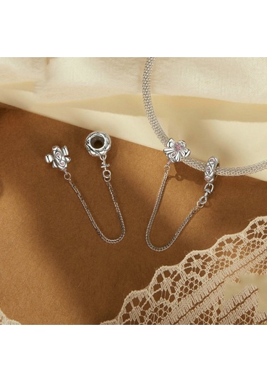 Platin Kaplamalı Romantik Yay Güvenlik Zinciri Dıy Boncuklu Diğer Çok Renkli