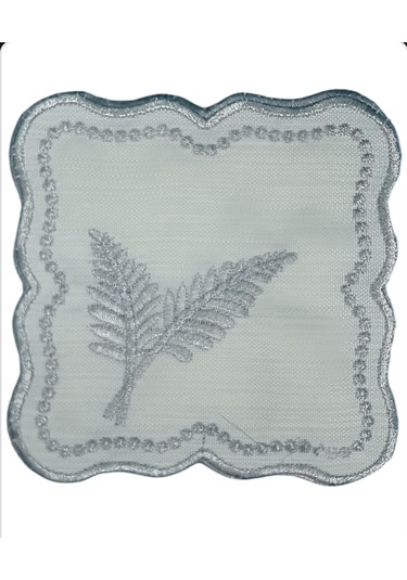 Upeka 6'lı Tela Peçete Bardak Fincan Altlığı Gümüş İşlemeli Kokte