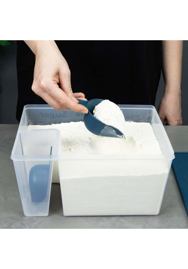 Kapaklı Ölçülü Un Ve Şeker Kabı Şeffaf, Kırılmaz Ve Çizilmez Gri