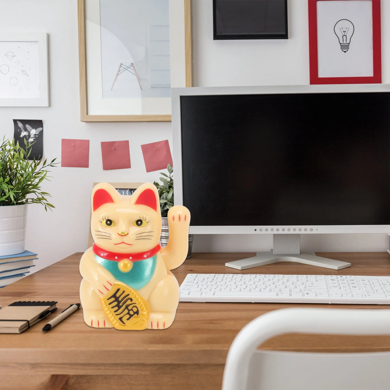 Konesam Güneş Enerjili Otomatik Ellik Kopya Kedi Dekorasyonu - Ev Ofis Araba Için Şans Ve Servet Simgesi Plastik Süs 2 İnç