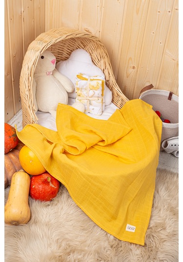 Luckka Dijital Baskılı 3'lü Müslin Örtü Seti - 75x75 Cm - Zt5000 Sarı Sarı