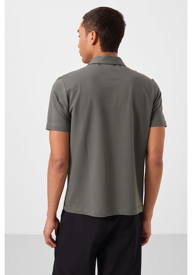 Tommy Life Çağla Basic Logolu Standart Kalıp Triko Polo Yaka Erkek T-shirt - 87748 Çağla