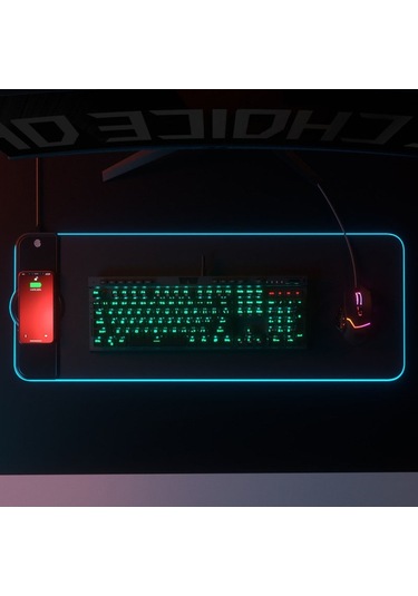 K9186 Kablosuz Şarj Cihazlı Çok Fonksiyonlu Rgb Aydınlatma Mouse Pad Renkli