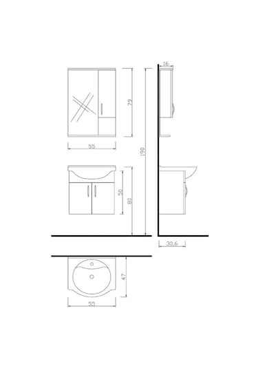 Denko Akyazı 55 Cm Mdf Beyaz Banyo Dolabı Takımı + Boy Dolabı Beyaz