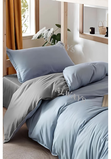 Always Çarşafı Lastikli Çift Taraflı Tek Kişilik Nevresim Takımı Mavigritek