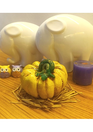 Büyük Boy El Boyaması Sarı Kabak Biblo-dekoratif Ev Ürünü-rustik Hasat Kabak Figürü 10 Cm Sarı