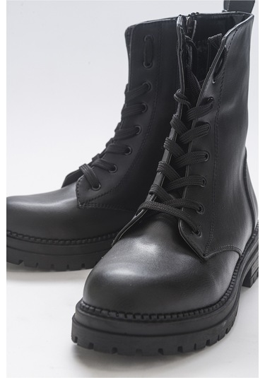 Luvishoes Breva Siyah Cilt Kadın Postal Bot Siyah