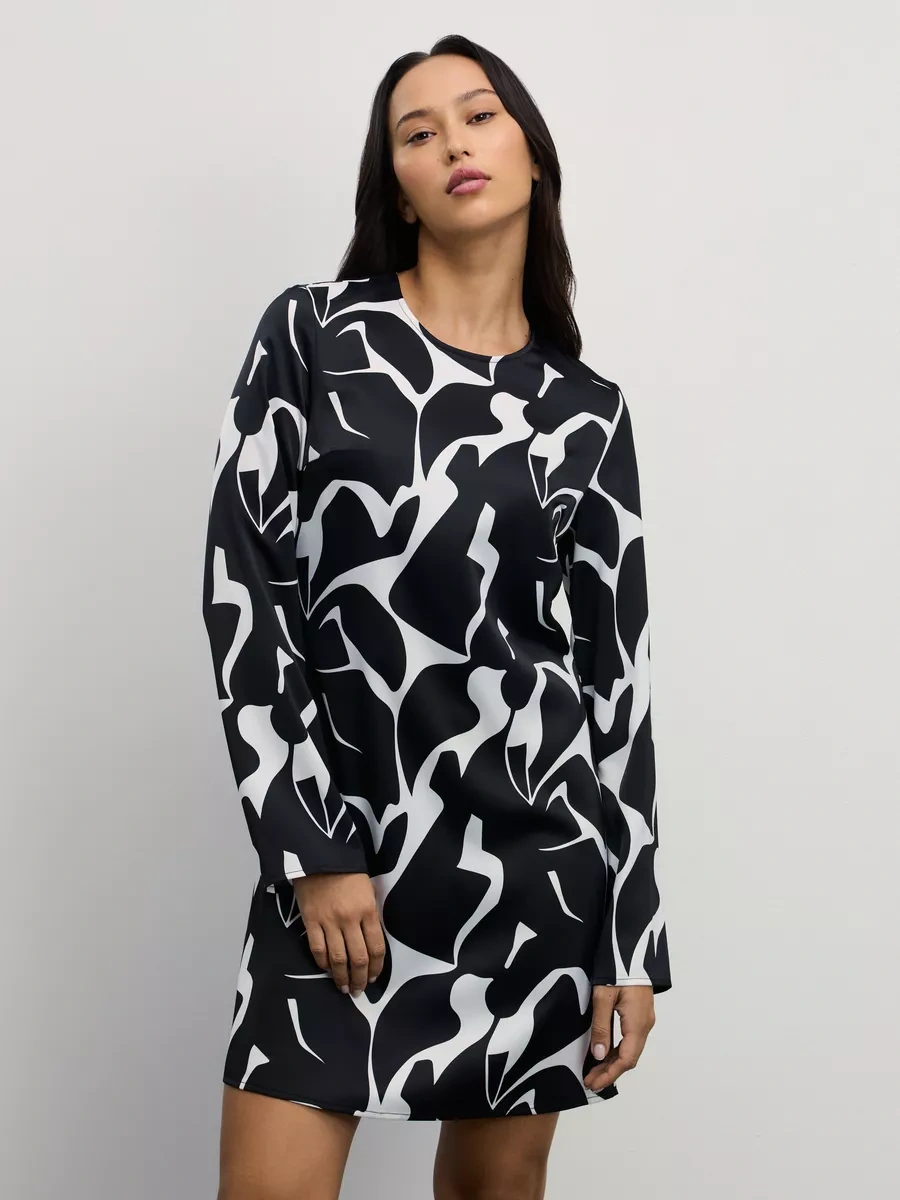 Zarına Zarina İtibaren Sonbahar Mini Ofis Günlük Baskılı Elbise 190725755 Siyah