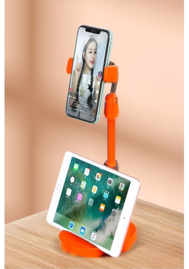 Woody Sofia Masa Üstü Tablet Ve Telefon Tutucu Plastik Aparat Turuncu Telefon Standı