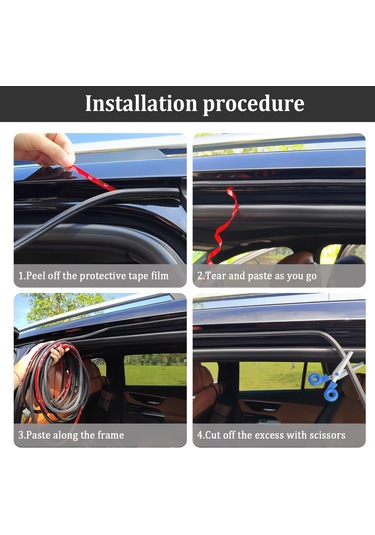 Lemestar Araç Lastik Kontur Bandı - 4 Delikli 5 Metre Korumalı Stok - Toz/su Engelleme, Ses Yalıtımı, Dayanıklı Sıkma Telli