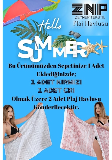 Zeynep Tekstil Marine Plaj Havlusu Peştemal 2 Adet 75 x 150 CM