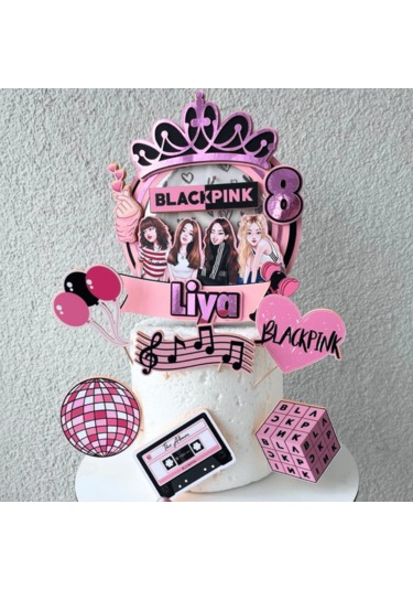 Blackpink Temalı Kız Çocuk Doğum Günü İsme Özel 3d Pasta Parti Süsü Seti Cake Topper Çocuk
