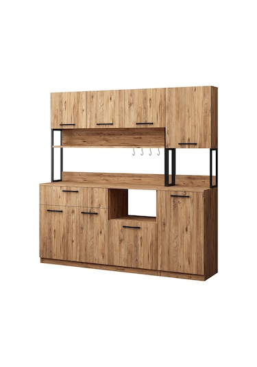 Ervin Kahve Köşesi 3 Kapaklı Boy Dolaplı Airfry Kiler Dolabı Atlantik Çam Atlantik Çam