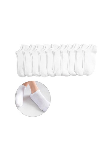 Suntek 10 Çift Ayak Bileği Çorap Erkekler/kadınlar Beyaz Beyaz