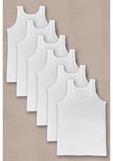 Mostess Erkek Çocuk Atlet Beyaz 6'lı Beyaz