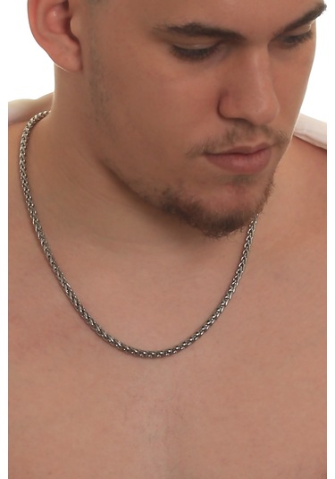 Labalaba Erkek Balık Sırtı Model Çelik Zincir Kolye Gümüş