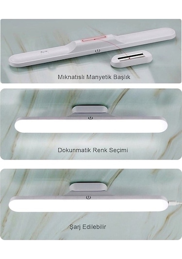 Didadodo Ct-5249 Şarjlı Mıknatıslı 3 Kademeli Martı Led Lamba Beyaz, Martı Lamba Beyaz