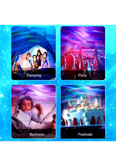 Yunboo Led Projeksiyon Müzik Işığı - Bluetooth Hoparlörlü, Ses Kontrollü, Şarjlı Odalar İçin Ambiyans Lambası