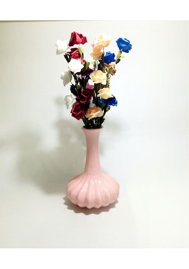 32 Cm Seramik Pembe Vazolu 7 Renk Gül
