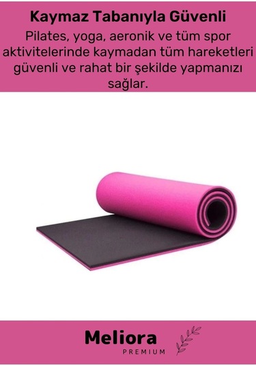 Taşıma Askılı Konfor Modeli Çift Taraflı Kaymaz Yoga Meditasyon Minderi Pembe Siyah Mat Çok Renkli