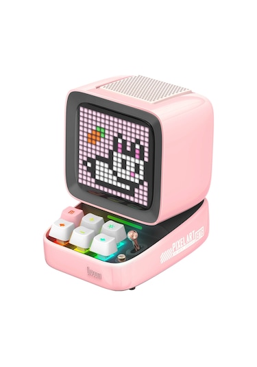 Divoom Ditoo Pro Pembe Piksel LED Ekranlı Uygulama Kontrollü Akıllı Bluetooth Hoparlör