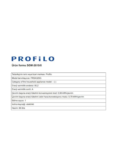 Profilo FRSA325G 66 LT Ankastre Fırın