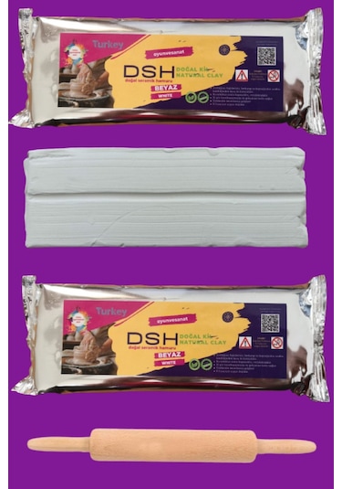 Seramik Hamuru 2 Kg Beyaz, Merdane, Doğal Kil Çamuru, Seramik Başlangıç Seti