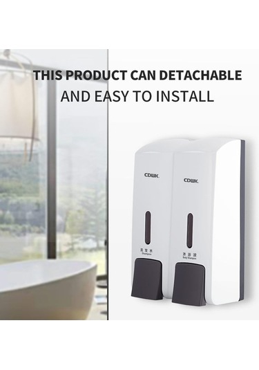 Dancemonkey 300ml 2 Duvar Tipi Abs El Sabunu Dispenser Şeffaf Pencere, Kilitli Giriş Tasarımı Ban Beyaz Beyaz