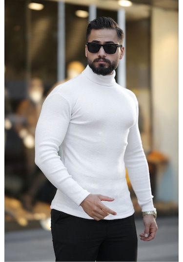 Ribac Boğazlı Balıkçı Triko Erkek Kazak 5'li Paket - Haki-Bej-Beyaz-Gri-Siyah Çok Renkli