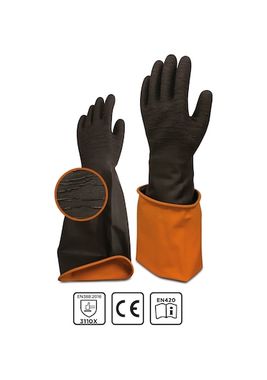 Korun Tırtıklı 45 Cm Uzun Siyah İş Eldiveni