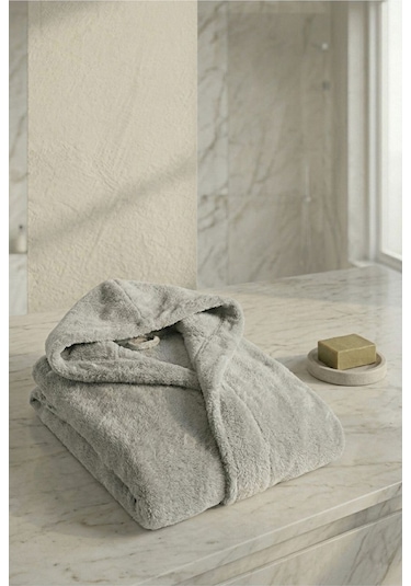 Rashell Welsoft Kapüşonlu Peluş Bornoz Silver Gri
