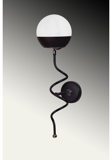 Luzarana Stella Krom-siyah Metal Gövde Beyaz Camlı Tasarım Lüx Aplik Siyah