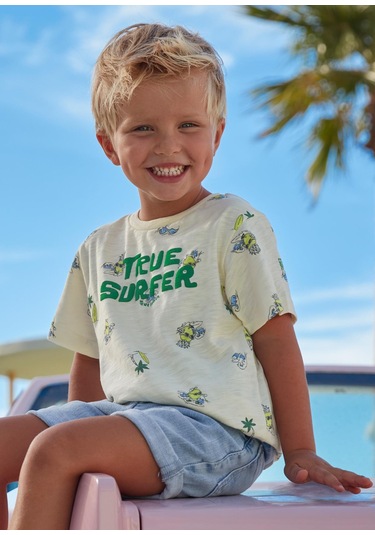 Mayoral Erkek Çocuk Baskılı Tshirt KREM