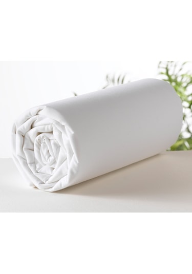 Makiteks Pamuklu Beyaz 120x200 Tek Kişilik Lastikli Çarşaf Takımı