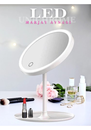 Dokunmatik Led Işıklı Usb Li Yuvarlak Masa Üstü Makyaj Aynası Makyaj Aynası Ledli Çok Renkli