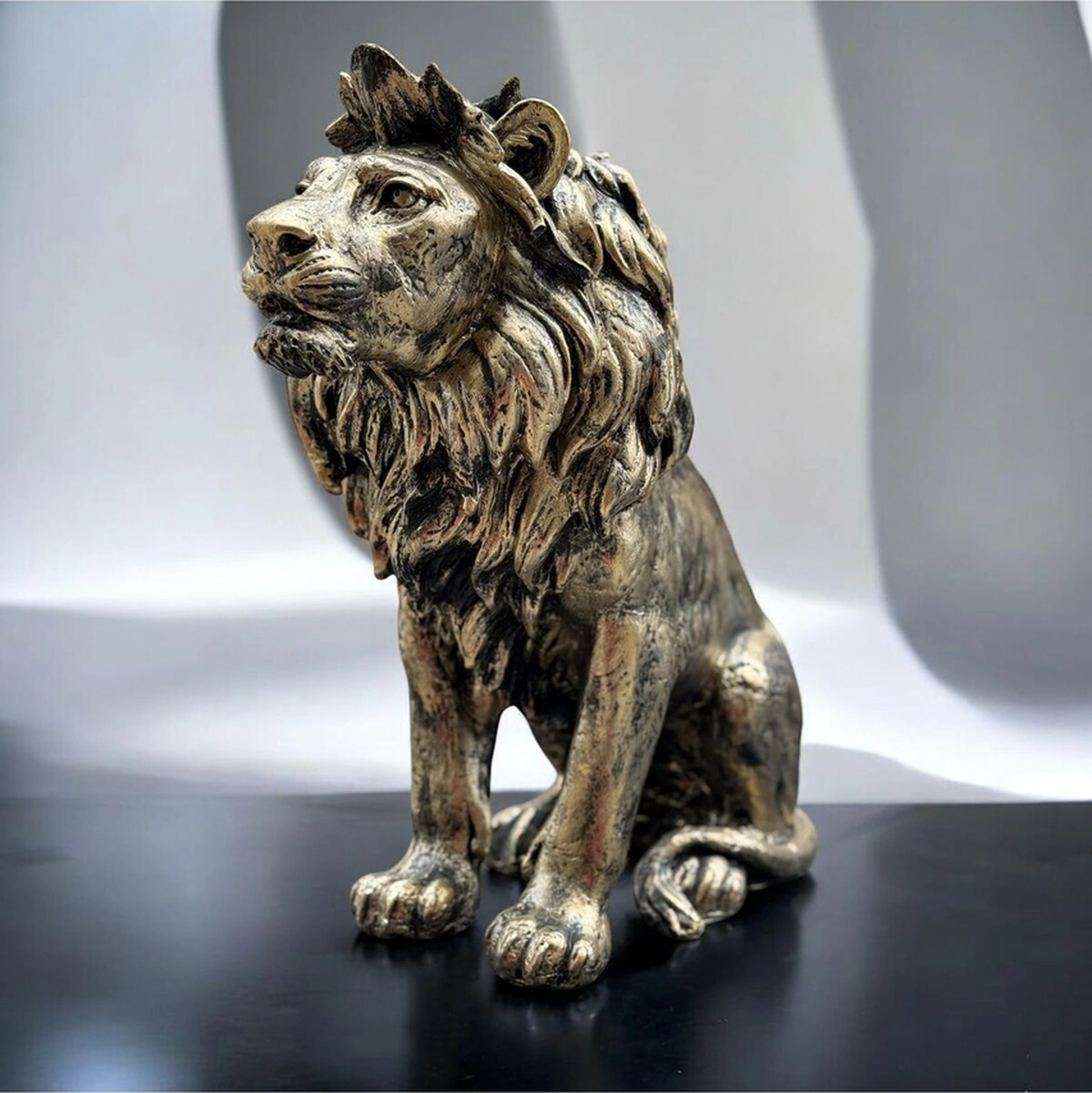 Dekoratif Polyester Büyük Boy Arslan Biblo Gold Eskitme