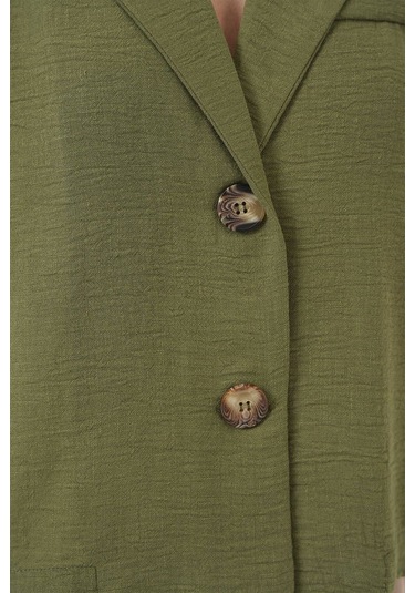 Gabria Kısa Keten Ceket Haki