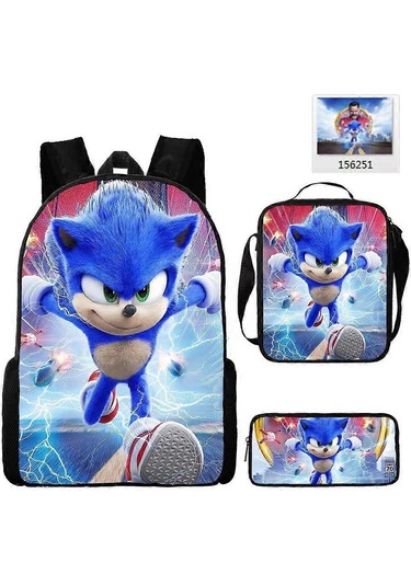 Sonıc Sonic Okul Çantası Üç Parçalı Set - Anime Çizgi Film Sırt Çantası, Omuz Çantası Ve Kalem Kutusu Sonic Hayranları İçin Canlı Ve Dayanıklı Setjxlgv Diğer