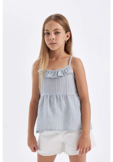 Defacto Kız Çocuk Askılı Bluz C3958A824SMBE311 Mavi