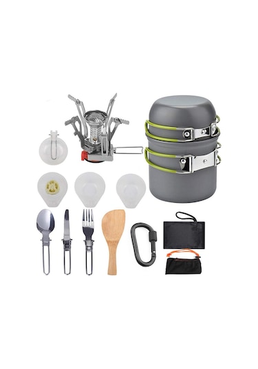 Kamp Taşınabilir Tencere Seti Yeşil Yeşil