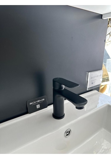 Boheme Fleko Lavabo Bataryası Siyah Renk Pirinç Döküm Siyah